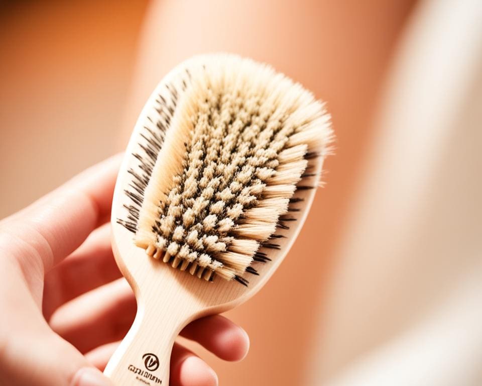 Houten vegan dry brush voor het droog borstelen van je huid