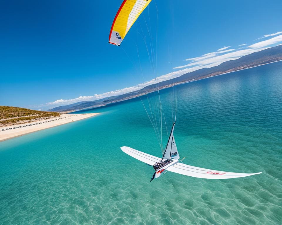 Wingfoilen bij Sao Torpes Stranden